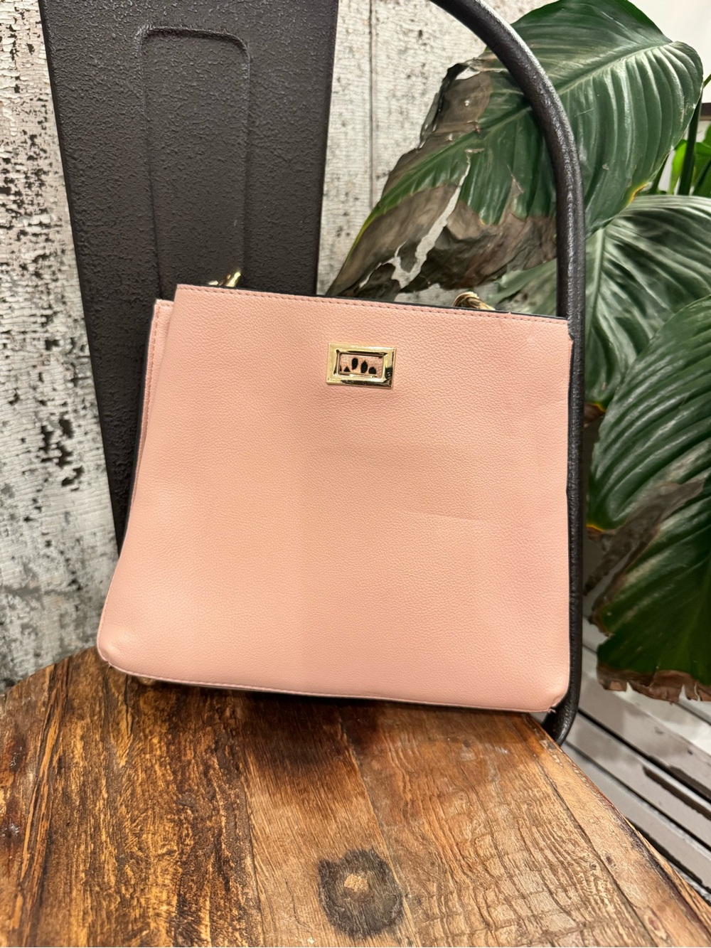 Betsey Johnson Blush Pink Shoulder Bag with Leopard Print Interior